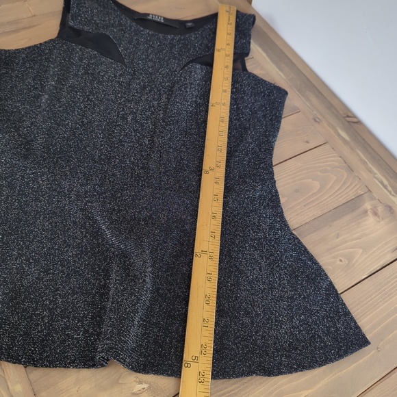 Guess Black Sparkly Peplum Sleeveless Dressy Top - Picture 11 of 12